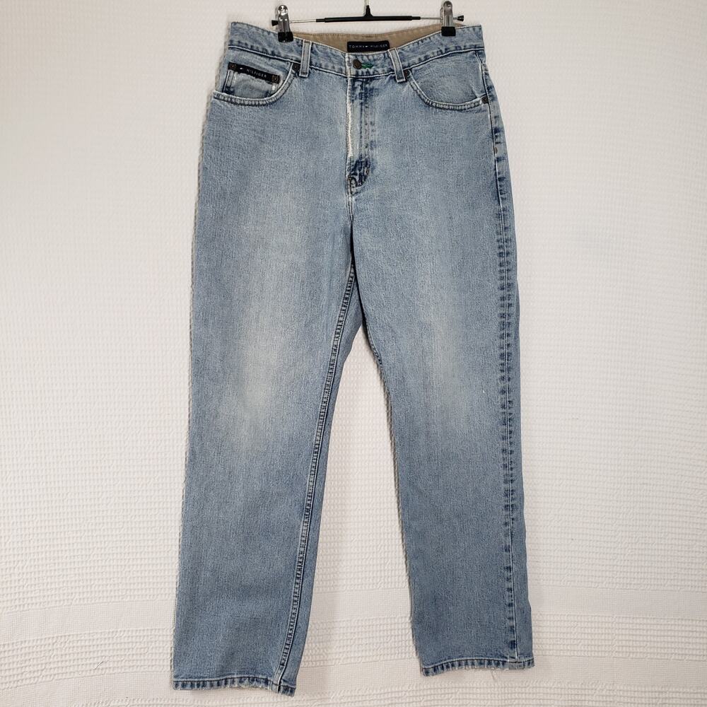 Vintage Tommy Hilfiger Jeans Mens 34x30 Blue Relaxed Fit Light Wash Faded Y2K
